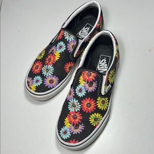 Vans Black Floral Slip-On Sneakers